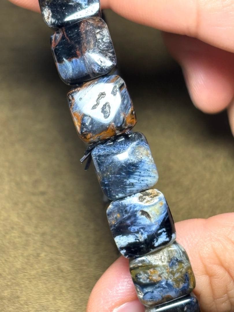 天然石　ブルーピーターサイトバングル11×11㎜（新品未使用）訳あり　高品質3