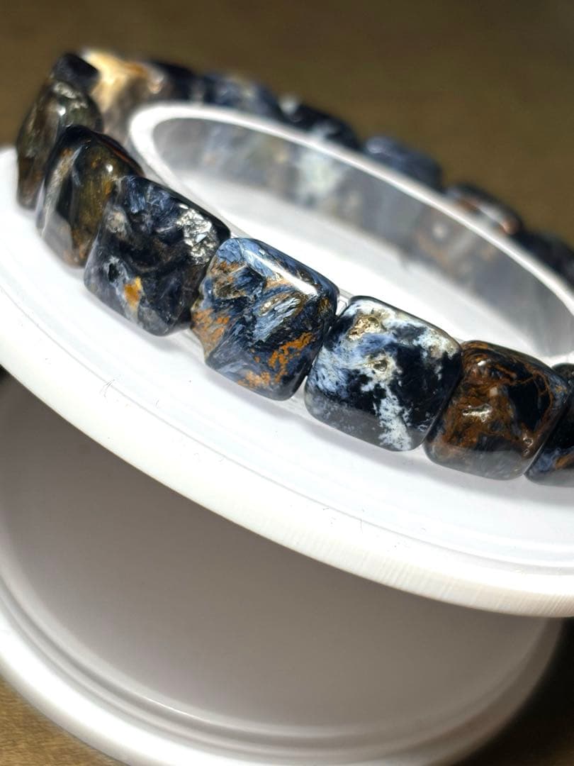 天然石　ブルーピーターサイトバングル11×11㎜（新品未使用）訳あり　高品質3