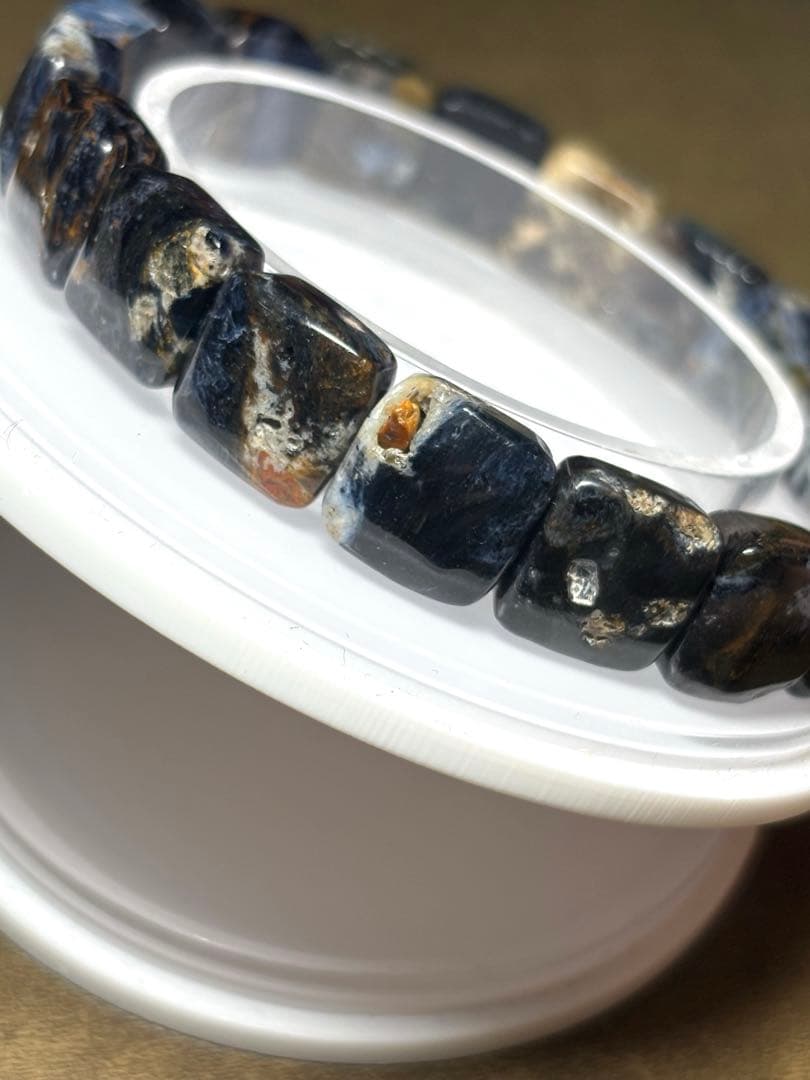 天然石　ブルーピーターサイトバングル11×11㎜（新品未使用）訳あり　高品質3