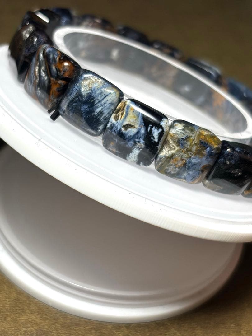 天然石　ブルーピーターサイトバングル11×11㎜（新品未使用）訳あり　高品質3