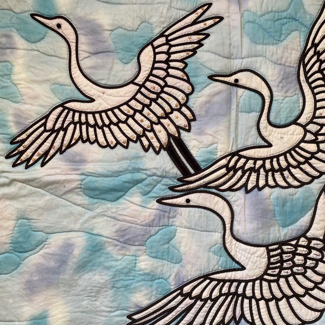 パッチワークタペストリー　白鳥