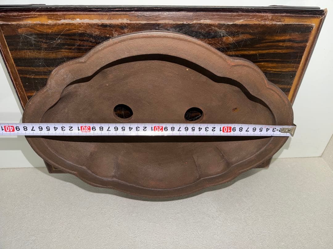 希少！美品　銭号　烏泥輪花雲脚　盆栽鉢　落款