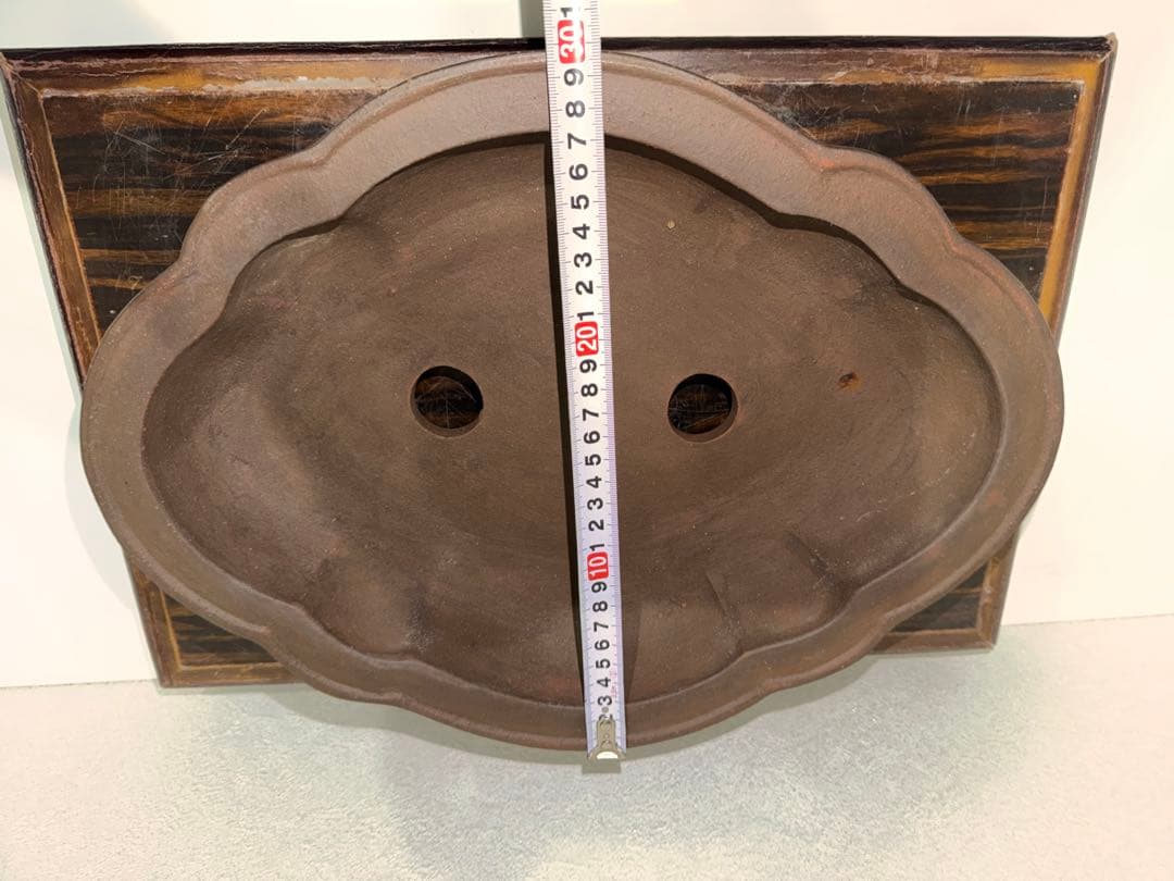 希少！美品　銭号　烏泥輪花雲脚　盆栽鉢　落款