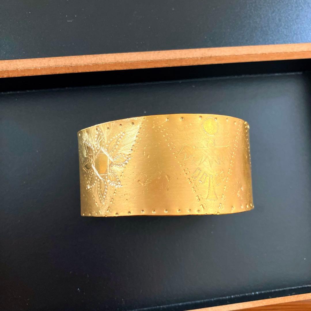 【真鍮 エッチング模様 極太バングル】ハンドメイド一点物