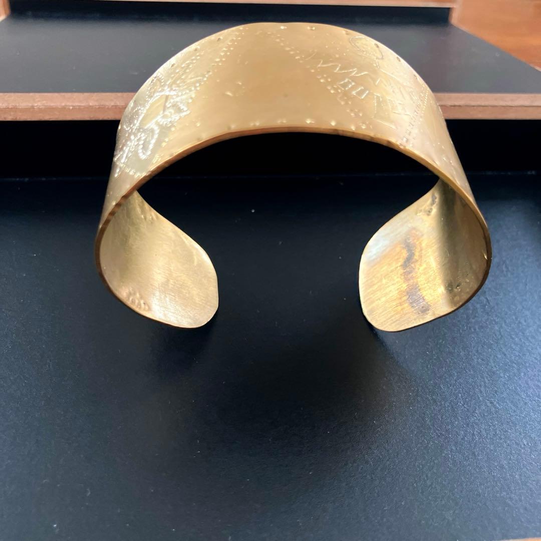 【真鍮 エッチング模様 極太バングル】ハンドメイド一点物