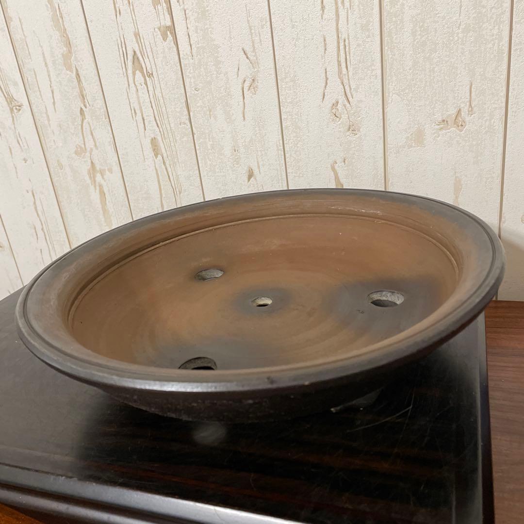 盆栽鉢　植木鉢　観葉植物　山野草　常滑焼　南蛮鉢　紫泥　円形　雲足　落款有