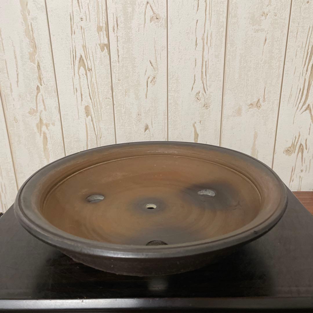 盆栽鉢　植木鉢　観葉植物　山野草　常滑焼　南蛮鉢　紫泥　円形　雲足　落款有