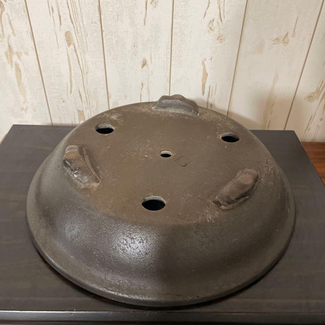 盆栽鉢　植木鉢　観葉植物　山野草　常滑焼　南蛮鉢　紫泥　円形　雲足　落款有