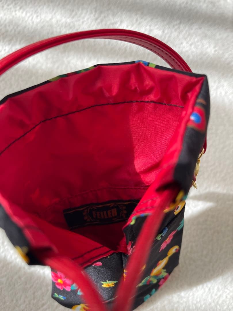 値下げしました‼️新品FEILER 花柄 ペットボトルポーチ 黒