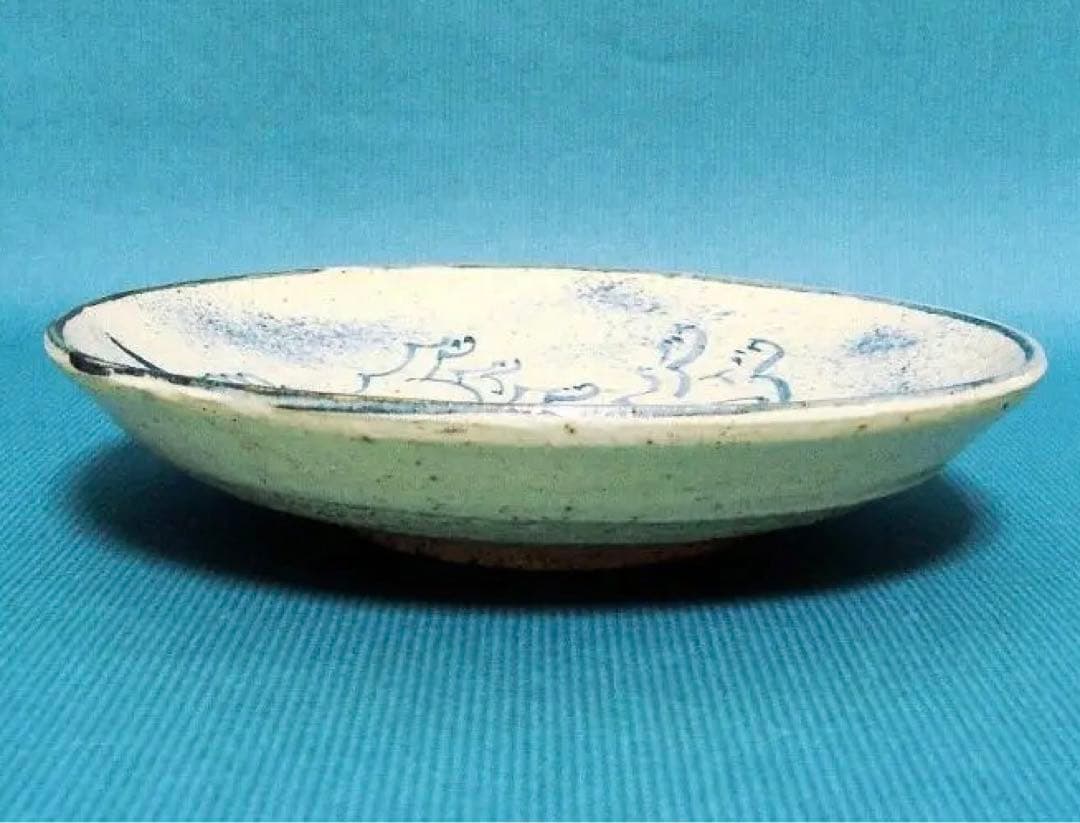 381『染付 狐に乗る兎 皿』　/骨董品 古美術 古玩 アンティーク