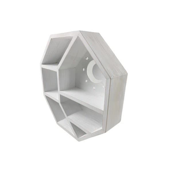 八角形　木製ラック　天然石　ムーンアンドスター