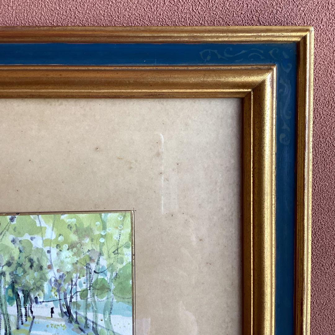 三宅輝夫　　水彩画 パリの並木道 1983年