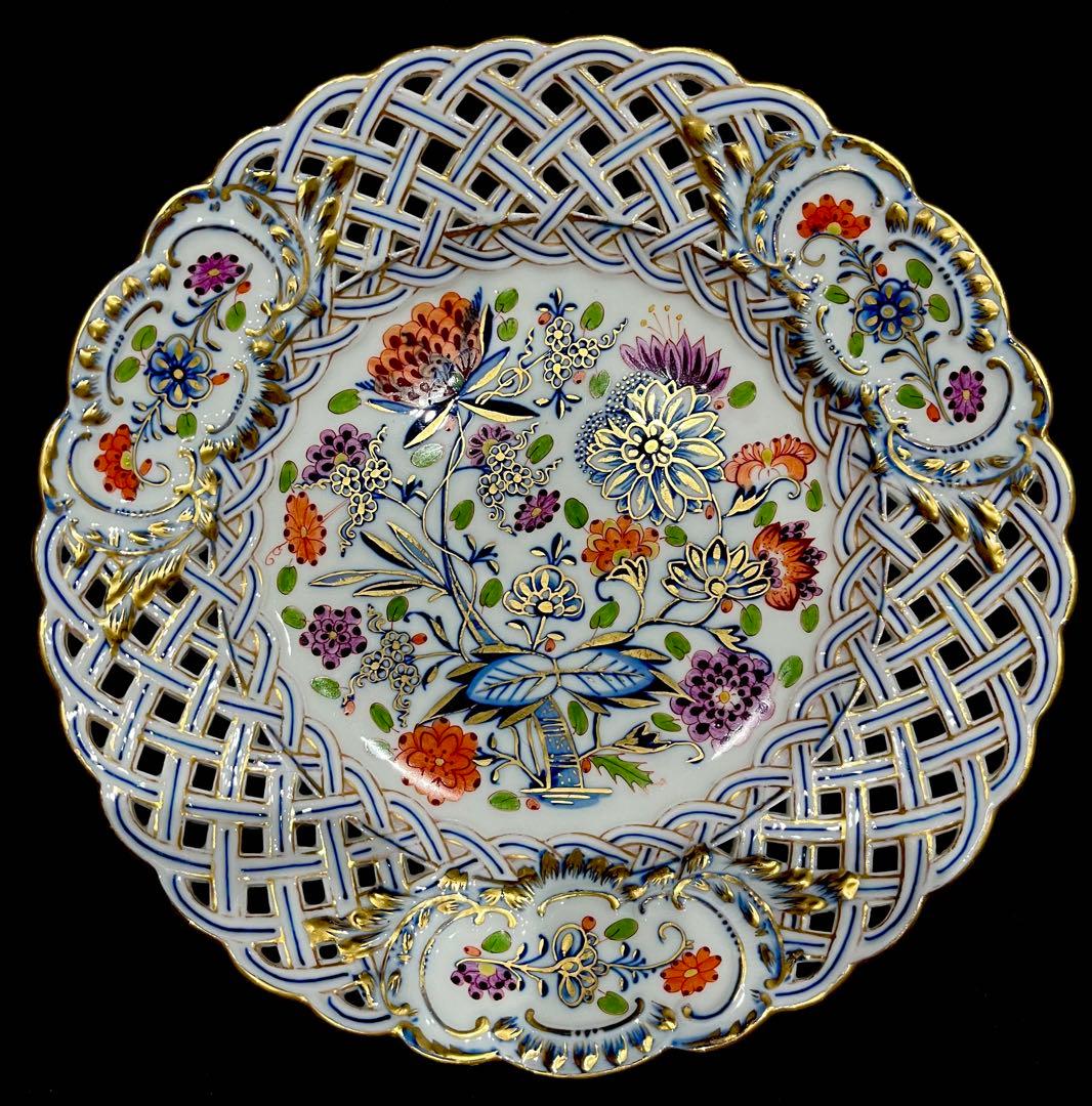 Meissenマイセン/※最上級豪華 カラーオニオン ピアスプレ―ト　飾り皿　B