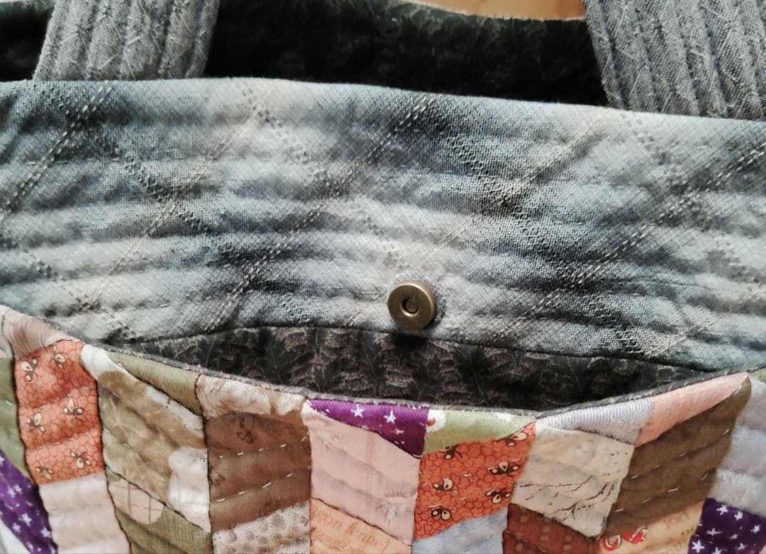 ダイヤモンド柄の手提げバッグ トートバッグ ハンドメイド キルトパーティ 和装