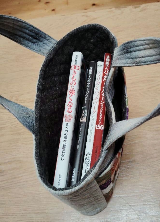 ダイヤモンド柄の手提げバッグ トートバッグ ハンドメイド キルトパーティ 和装