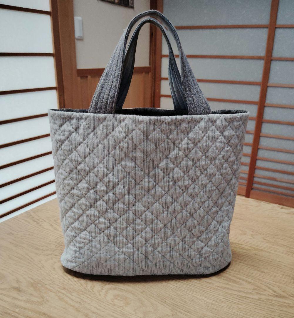 ダイヤモンド柄の手提げバッグ トートバッグ ハンドメイド キルトパーティ 和装