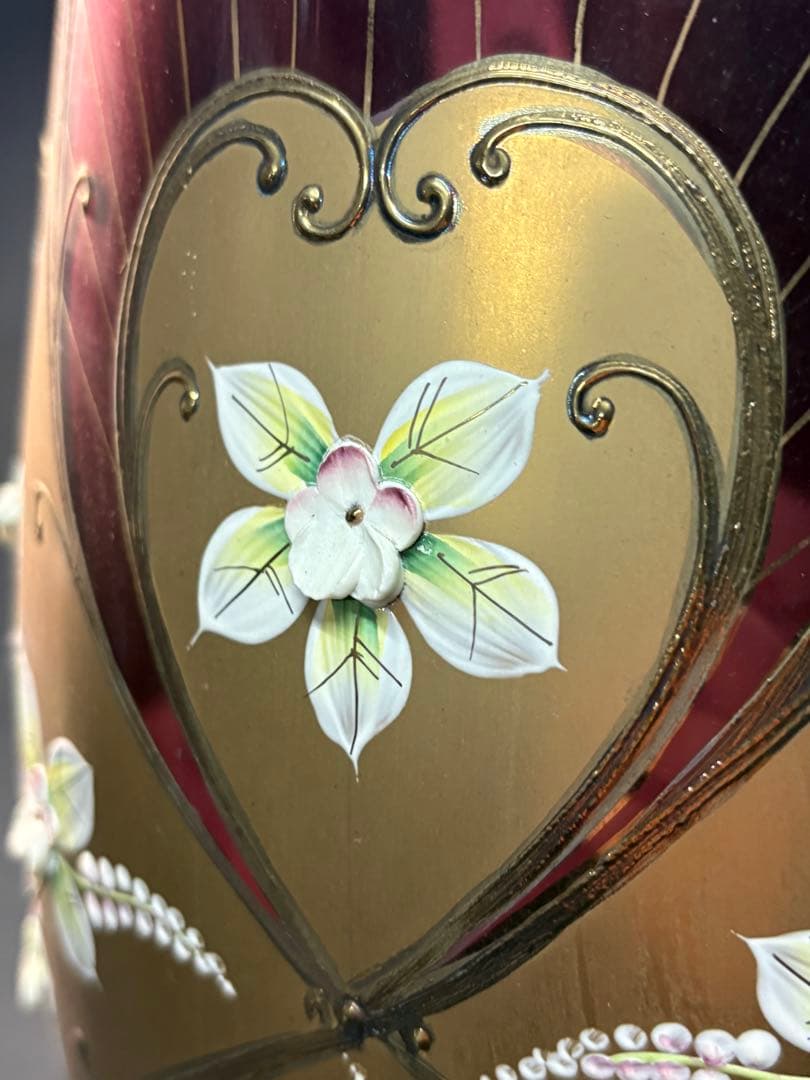 ベネチアングラスgold BOHEMIA花瓶 金彩 ボヘミアングラス ケース付き