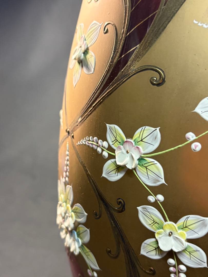 ベネチアングラスgold BOHEMIA花瓶 金彩 ボヘミアングラス ケース付き