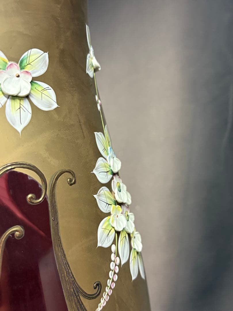 ベネチアングラスgold BOHEMIA花瓶 金彩 ボヘミアングラス ケース付き