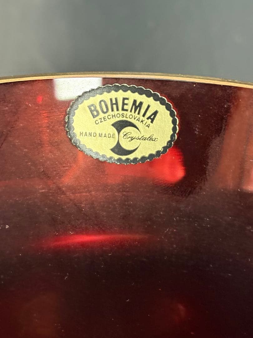 ベネチアングラスgold BOHEMIA花瓶 金彩 ボヘミアングラス ケース付き