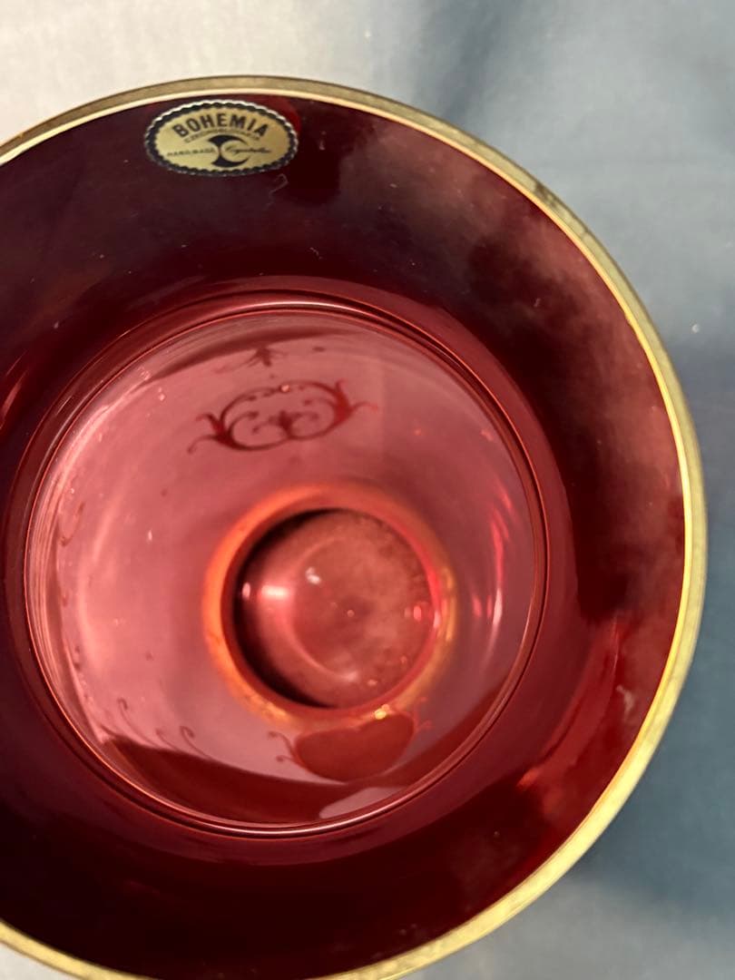 ベネチアングラスgold BOHEMIA花瓶 金彩 ボヘミアングラス ケース付き