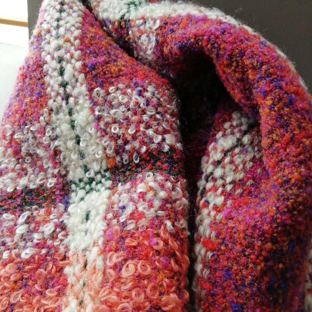 ストール　手織り　マフラー　さおり織