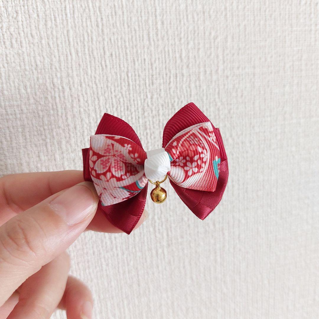 ꫛꫀꪝ【鈴付き和風リボン】ベビーヘアクリップ　キッズヘアクリップ　ヘアピン