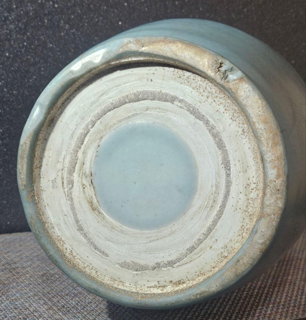 中国古美術　中国古陶磁器　鈞窯系　汝窯系　天青釉　双魚耳　大瓶　花入　オブジェ