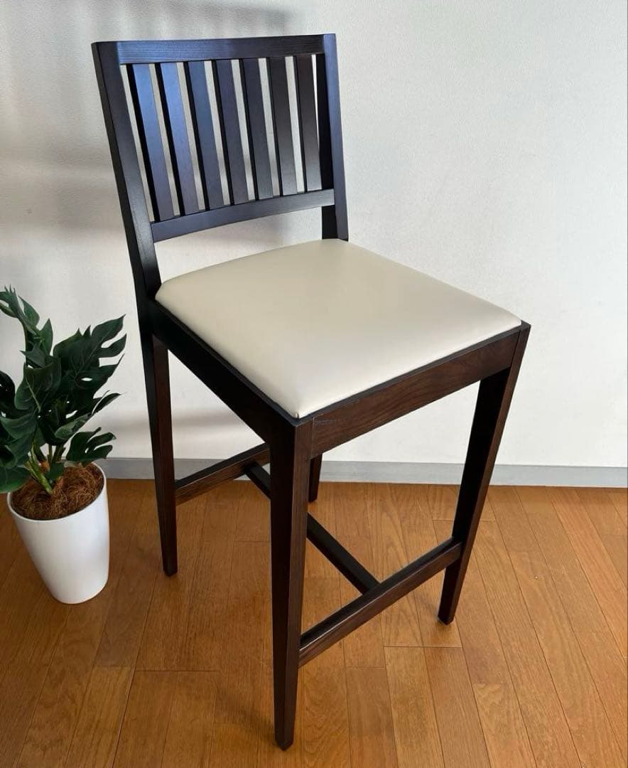 ロックストーン　ハイチェア　③ 岩倉榮利　カウンターチェア　本革　モダン 美品