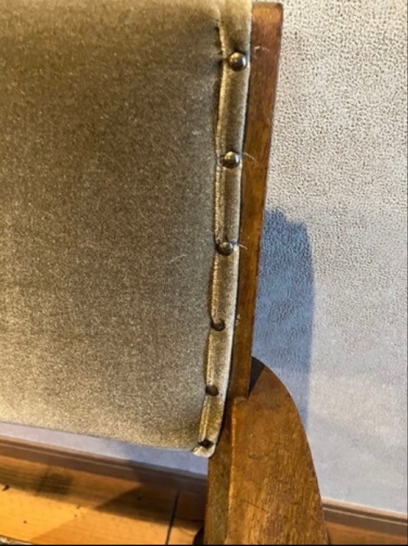 木製アームチェア ベルベット生地 ヴィンテージ アンティーク