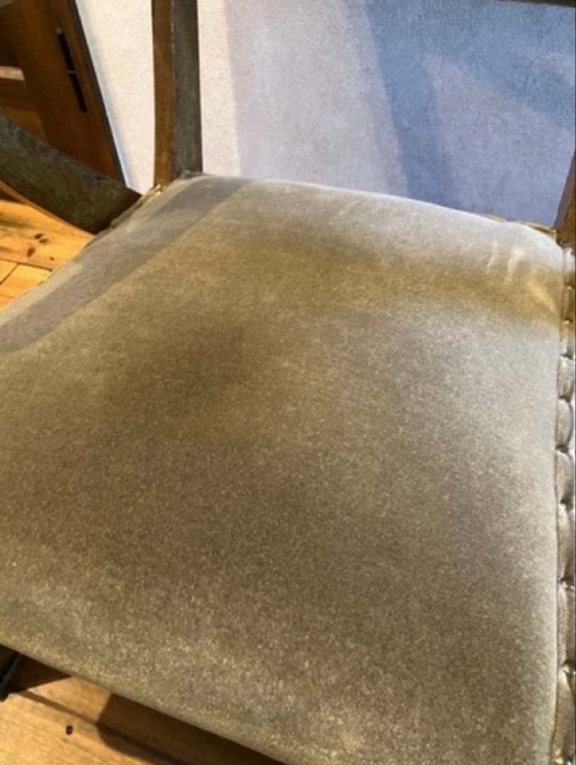 木製アームチェア ベルベット生地 ヴィンテージ アンティーク