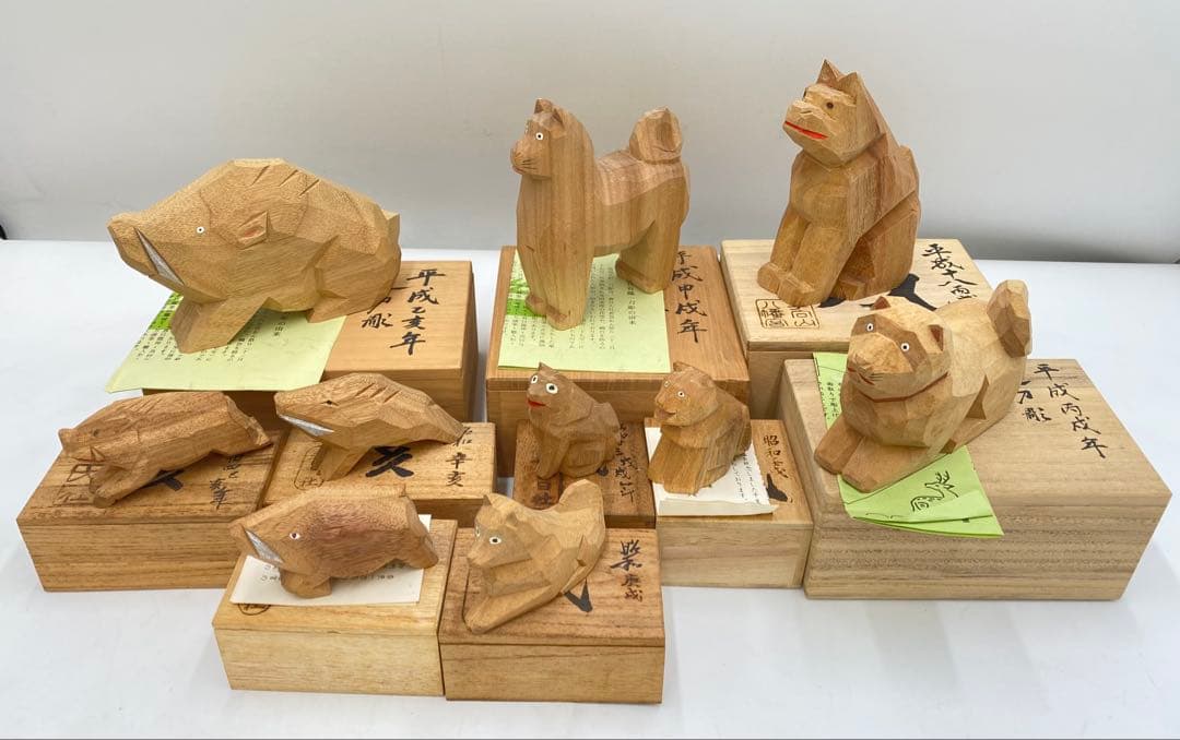 専用　奈良一刀彫り まとめ売り 干支 78体 共箱