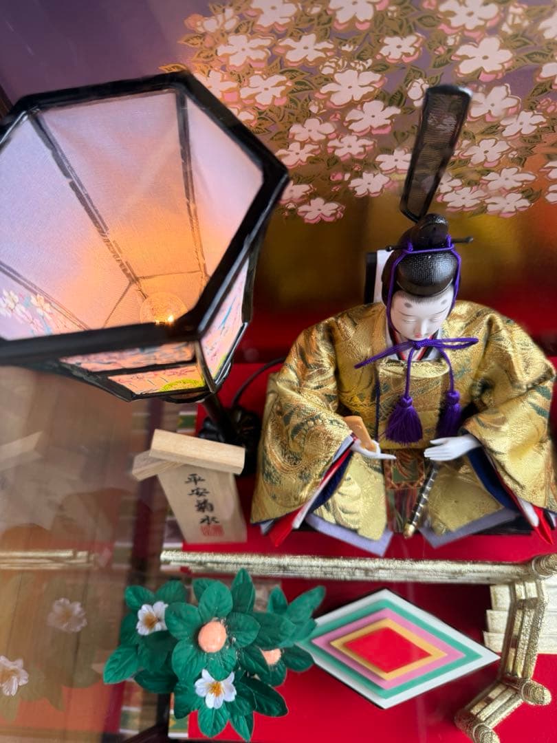 お雛様　ひな人形　「平安菊水」作　三五親王飾り　オルゴール