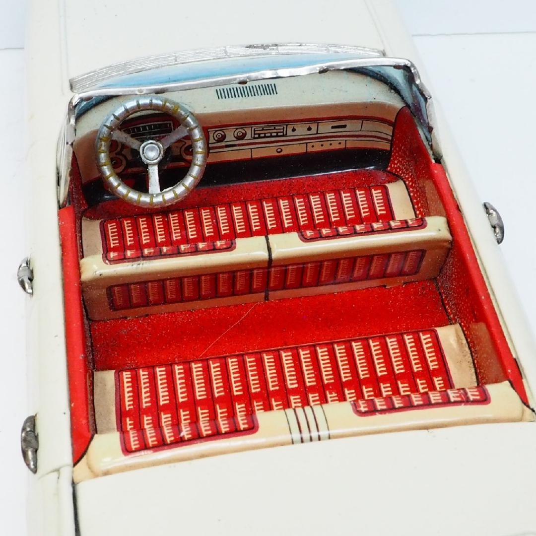 萬代屋 60sキャデラック コンバーチブル 大 白tinブリキtoy car箱無