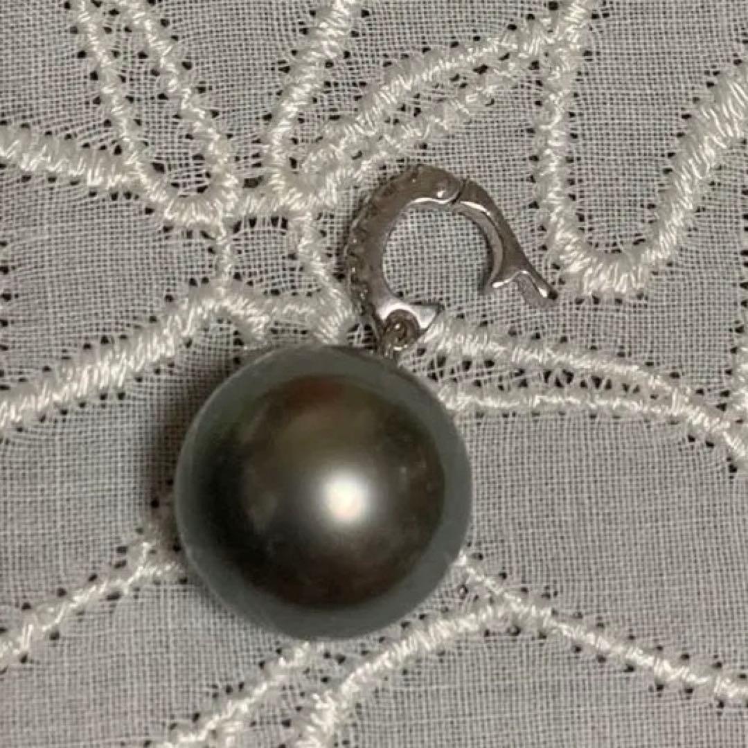 18k 黒真珠ダイヤモンド　クリッカーペンダントトップ