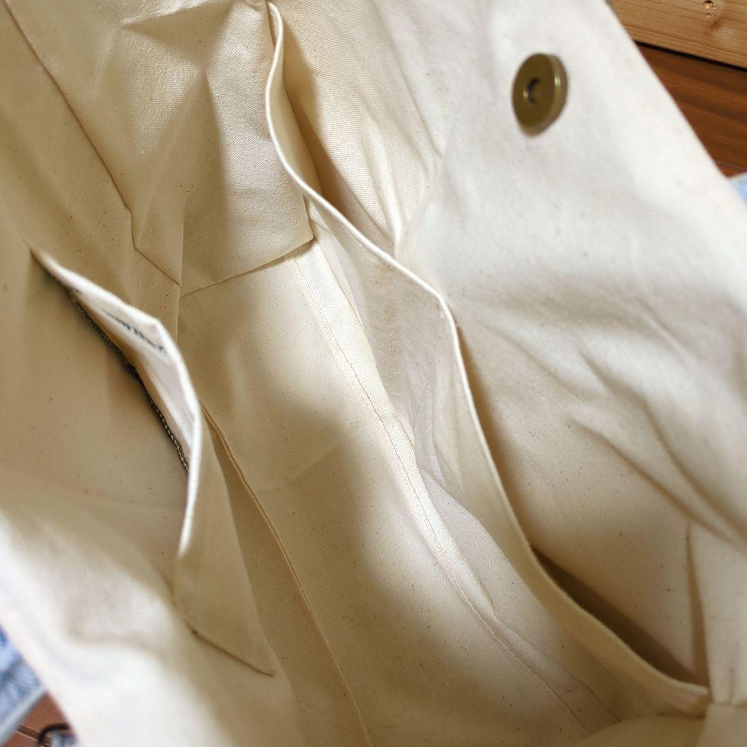 大きめ　ストライプ柄　デニムリメイク　トートバッグ