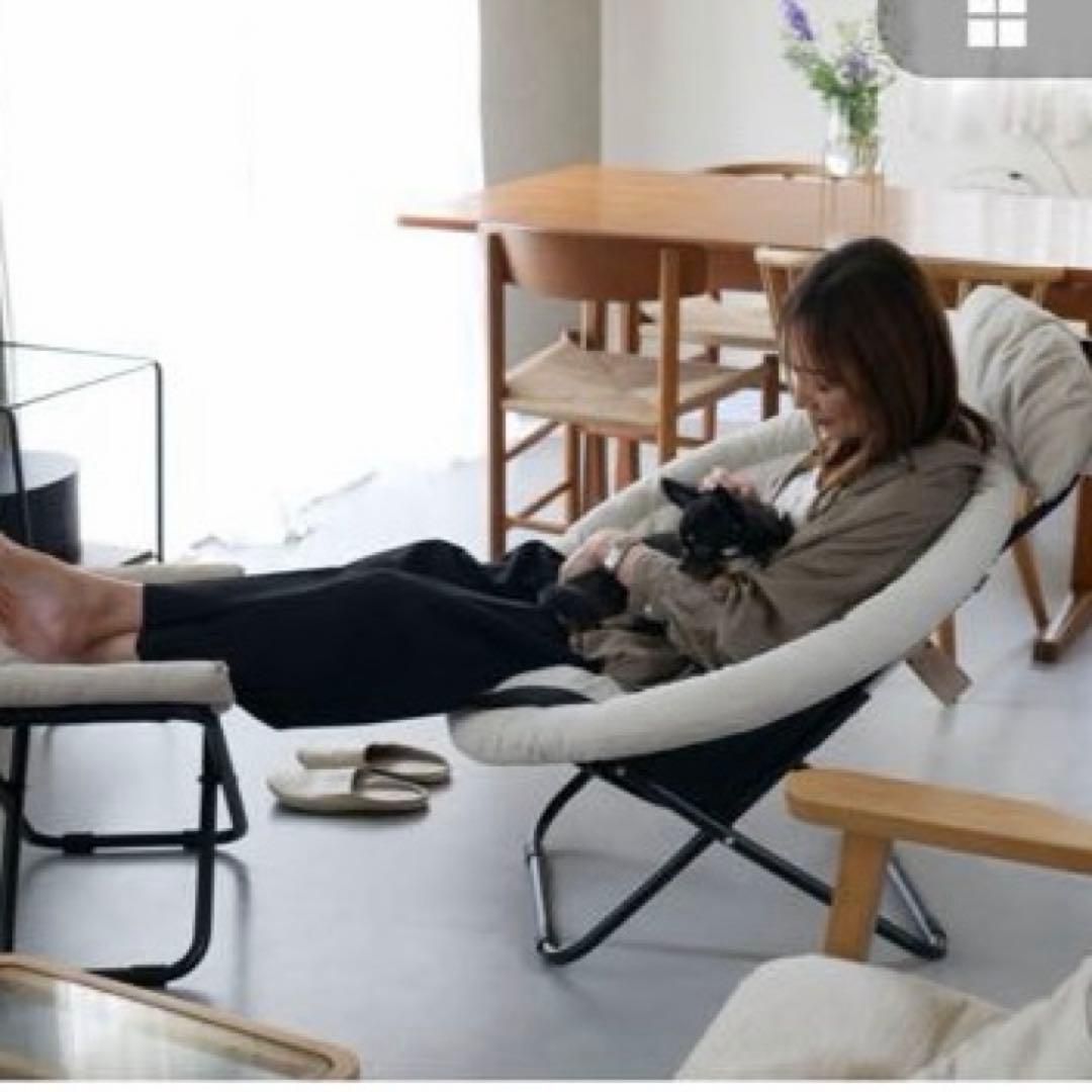 美品☆ひなたライフ　フォールディングチェア　コーデュロイベージュ