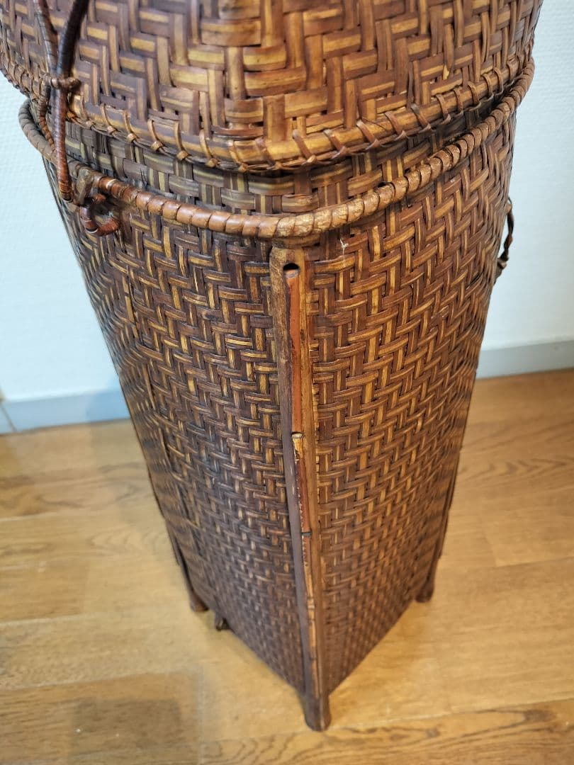 竹編細工　籠 　手提げかご　ヴィンテージ