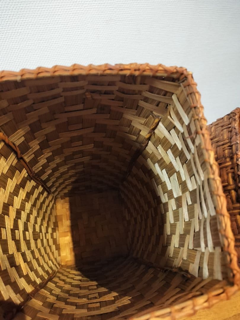 竹編細工　籠 　手提げかご　ヴィンテージ