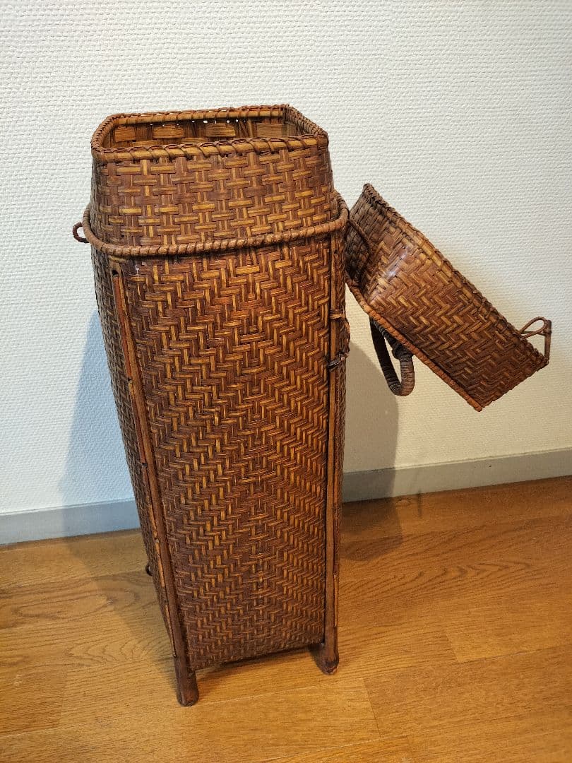 竹編細工　籠 　手提げかご　ヴィンテージ