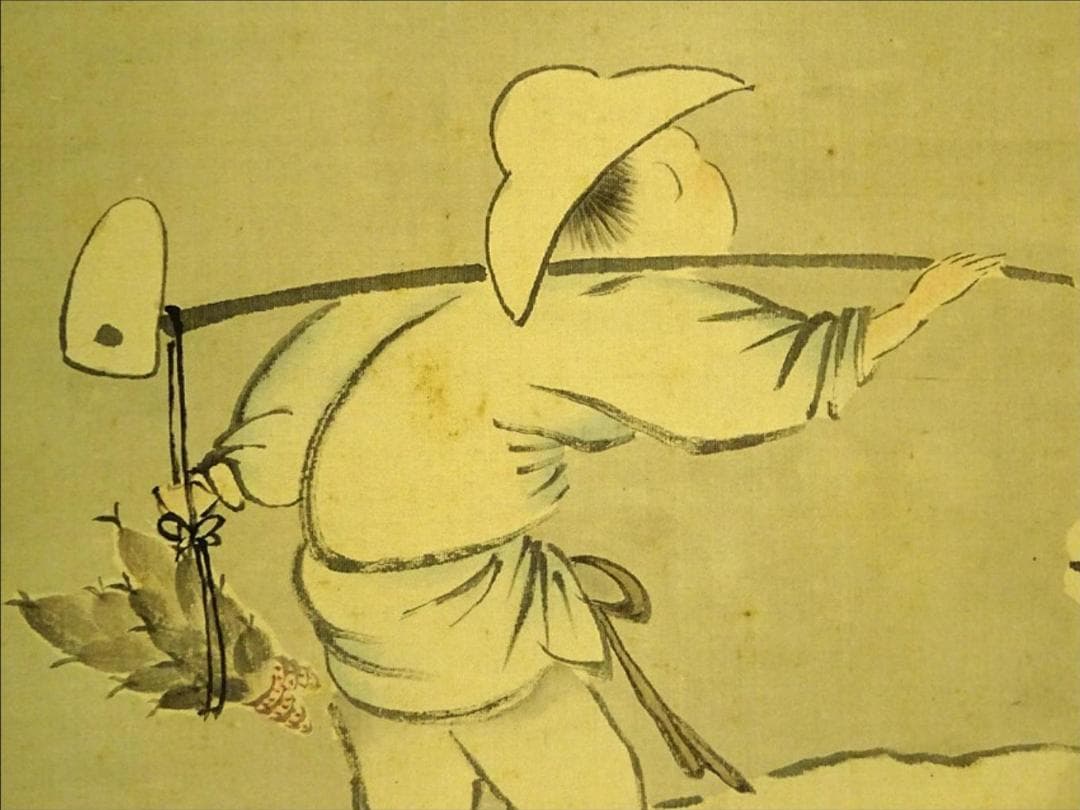 掛軸 洛陽山人宝斉『雪景之図 冬景山水』絹本 肉筆 共箱付 掛け軸 a11127