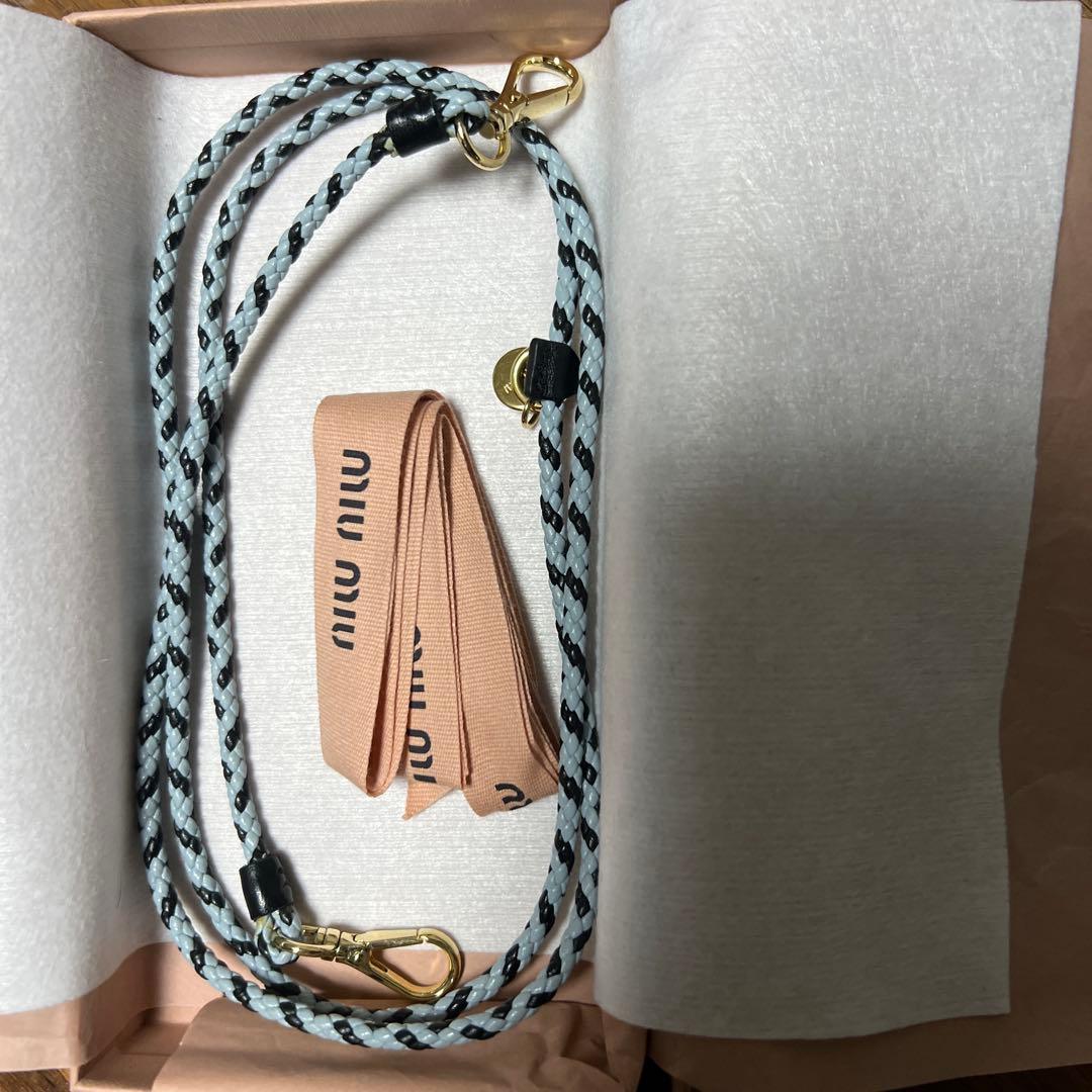 MIU MIU iPhoneケース ストラップ付き ブルー12Pro