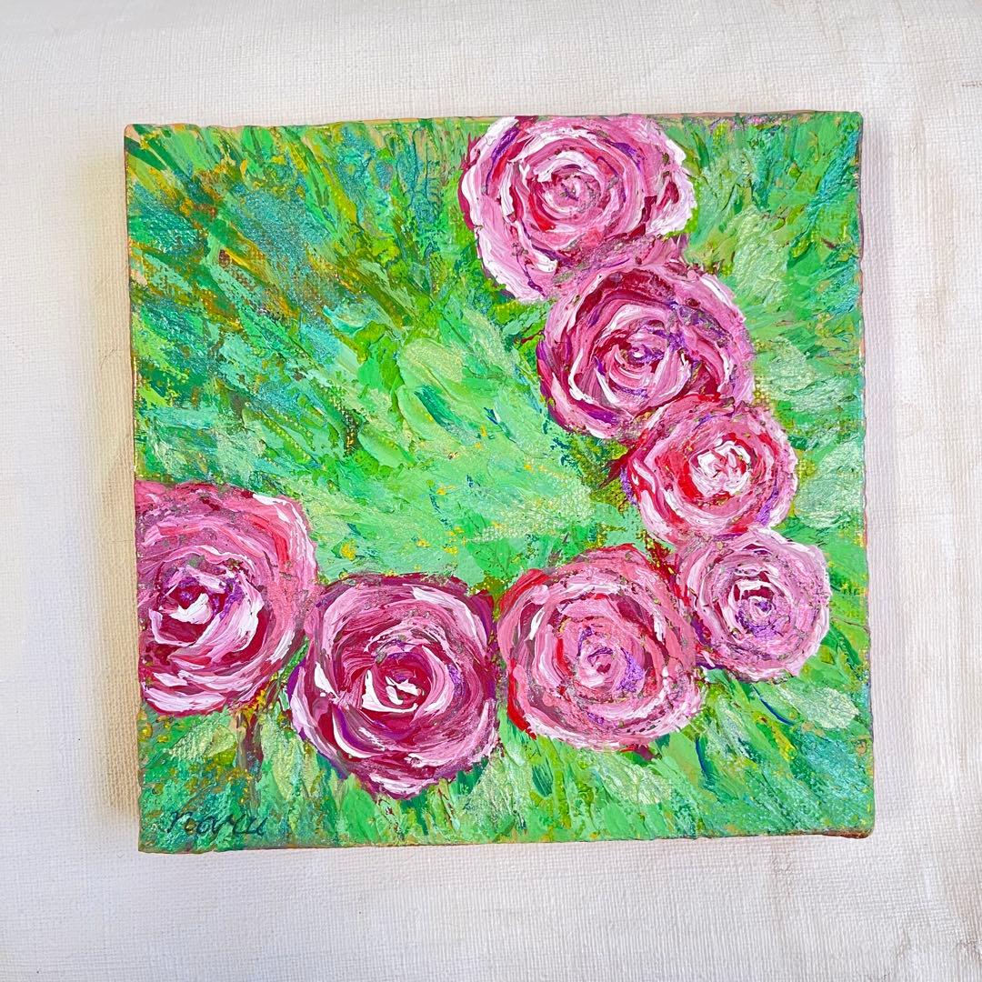 【原画】Radiant Rose Garland 〜 アクリル画 15cm角