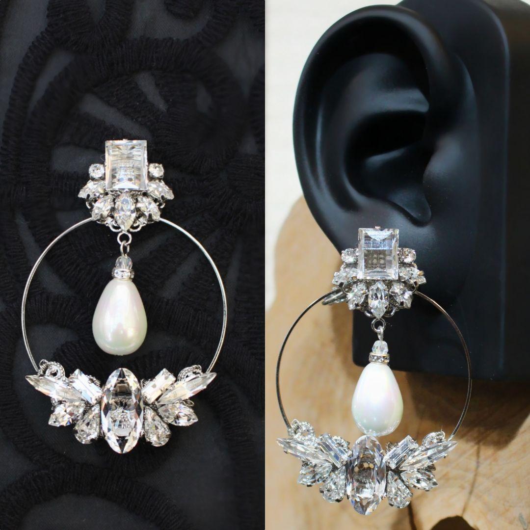 フープ 2way ヴィンテージスワロフスキー ブライダルアクセサリー