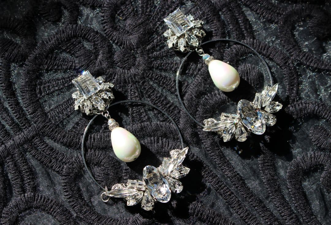 フープ 2way ヴィンテージスワロフスキー ブライダルアクセサリー