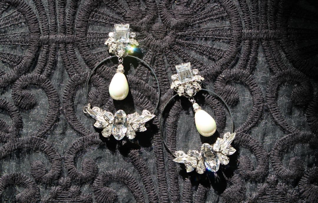 フープ 2way ヴィンテージスワロフスキー ブライダルアクセサリー