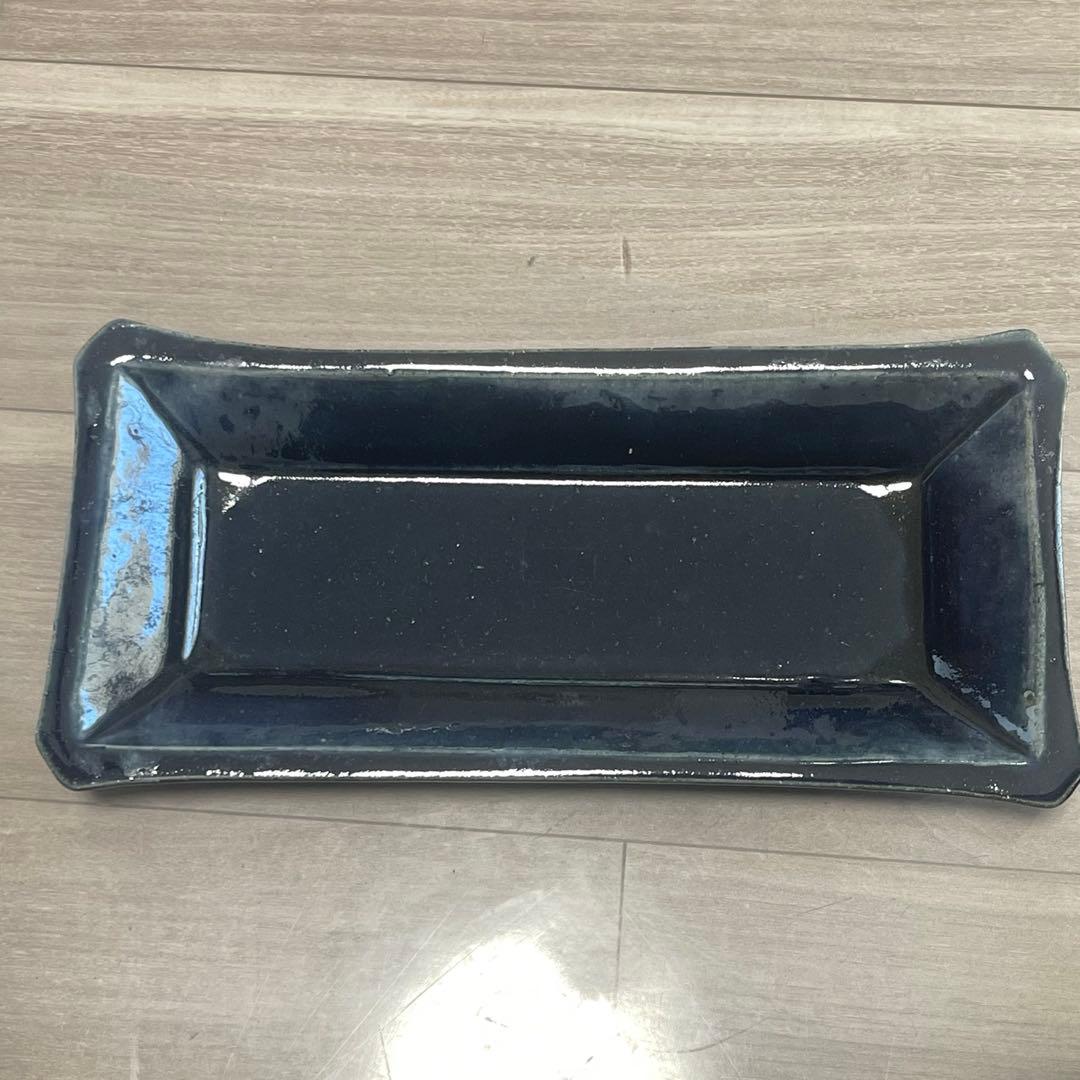 作家もの　すみ藍の長方形皿　田尾明子作