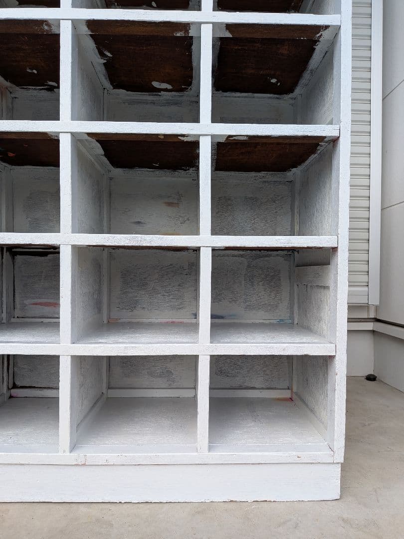 【らッ♪】アンティーク調 多マス収納棚 木製 店舗什器 シューズラック