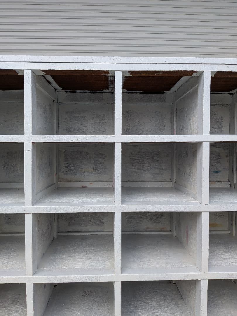 【らッ♪】アンティーク調 多マス収納棚 木製 店舗什器 シューズラック