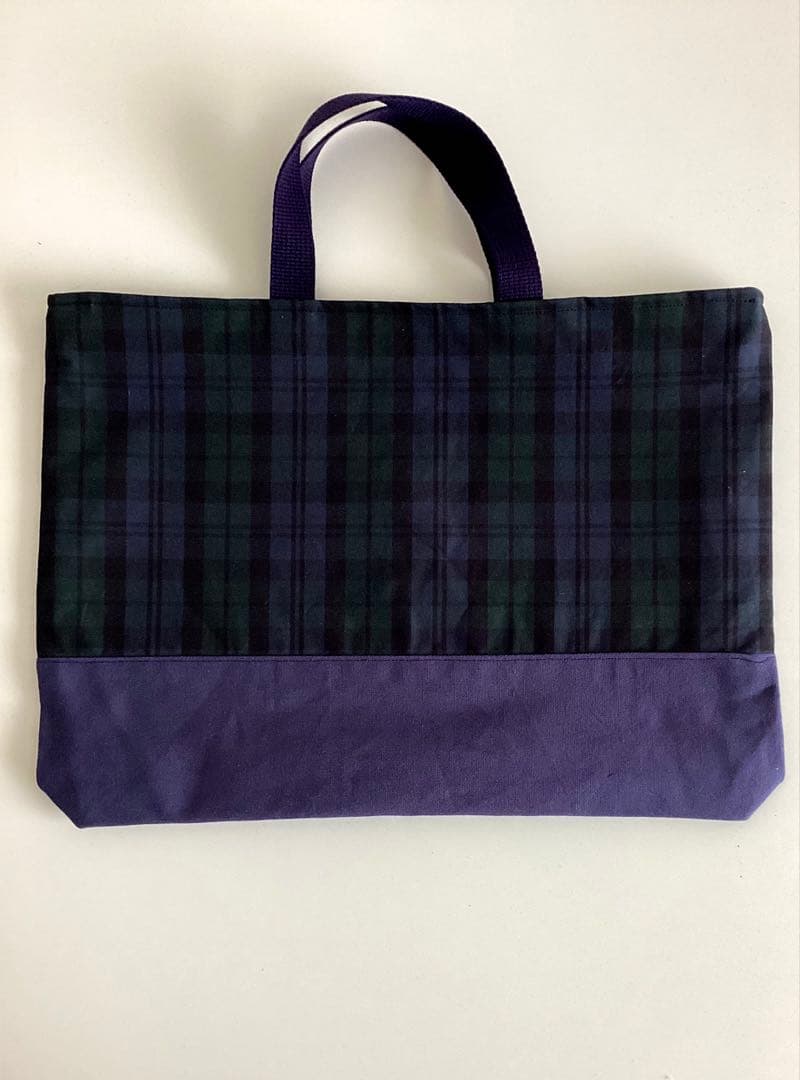 タータンチェックのテディベア刺繍①柄⭐︎手提げトート・体操服袋・上履き入れ